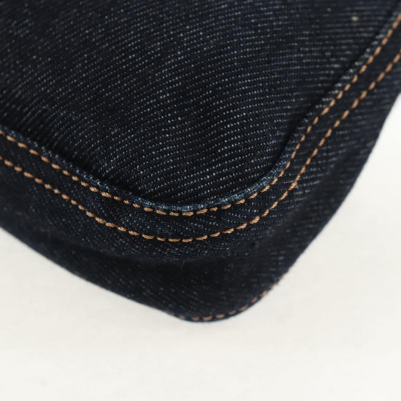 FENDI Mamma Baguette Shoulder Bag Denim Navy Silver Auth yk19890V