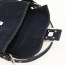 FENDI Mamma Baguette Shoulder Bag Denim Navy Silver Auth yk19890V-17
