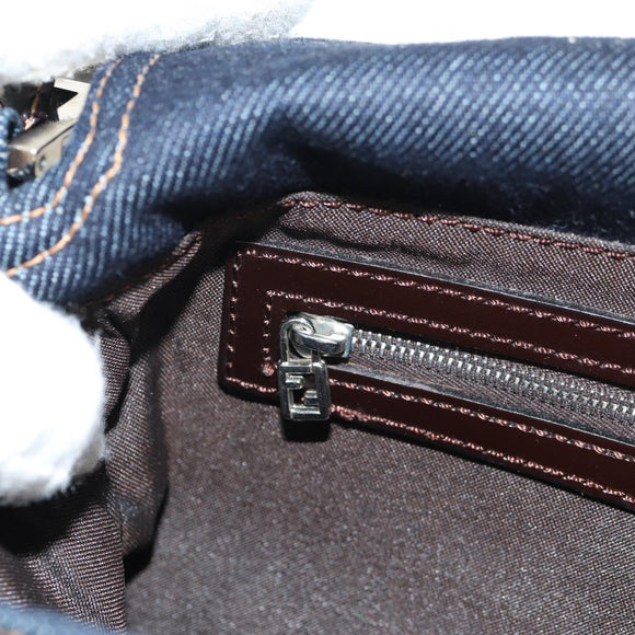 FENDI Mamma Baguette Shoulder Bag Denim Navy Silver Auth yk19890V