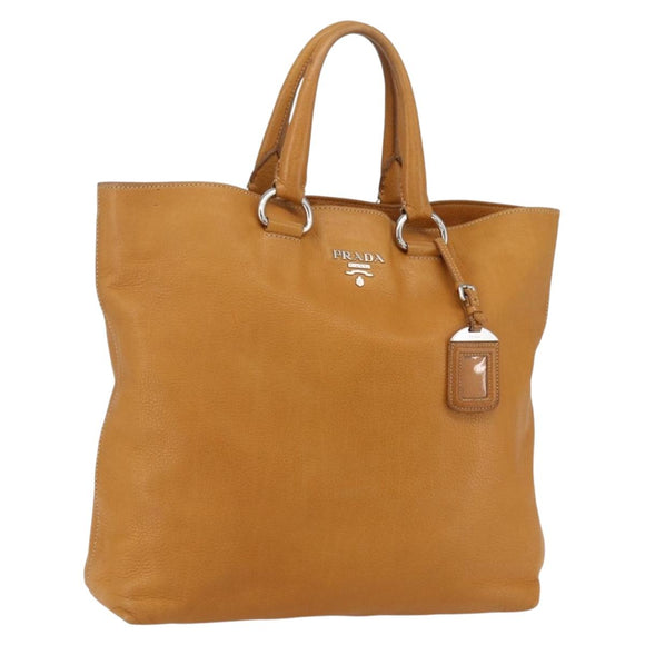 PRADA Handtasche Leder Braun Silber Auth yk19892
