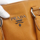 PRADA Handtasche Leder Braun Silber Auth yk19892-17