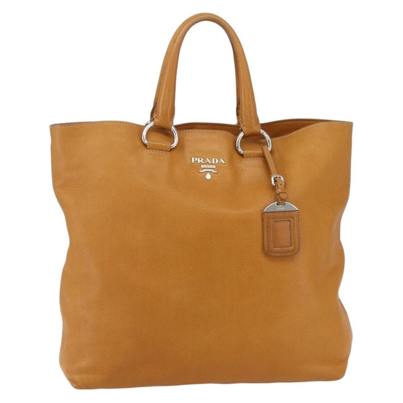 PRADA Handtasche Leder Braun Silber Auth yk19892