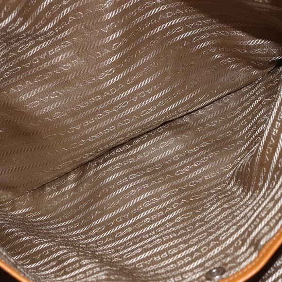 PRADA Handtasche Leder Braun Silber Auth yk19892