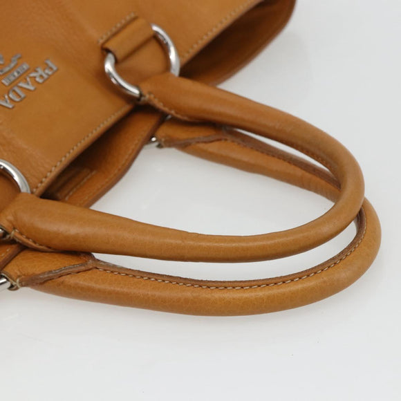 PRADA Handtasche Leder Braun Silber Auth yk19892
