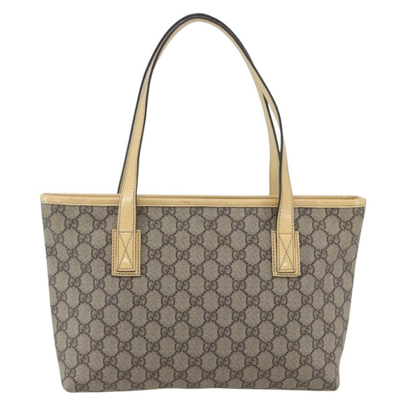 GUCCI GG Supreme Tote Bag PVC Beige Silver 2111 38 Auth yk19900
