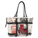 Salvatore Ferragamo Animal Pattern Tote Bag Nylon White Silver Auth yk19901-1