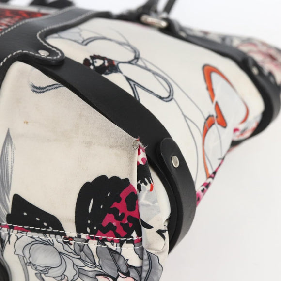 Salvatore Ferragamo Animal Pattern Tote Bag Nylon White Silver Auth yk19901