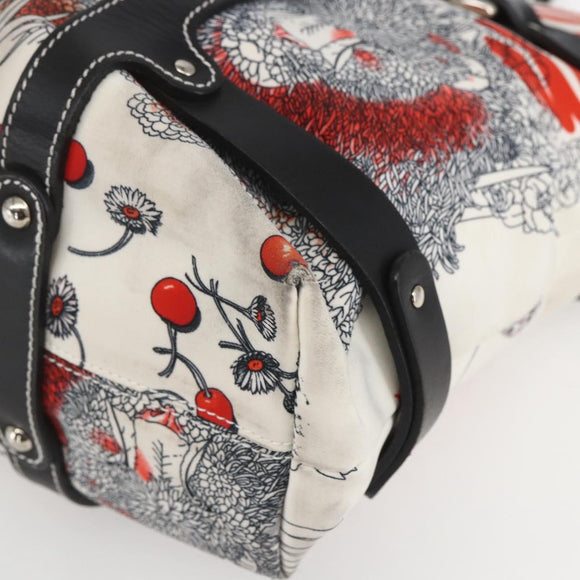 Salvatore Ferragamo Animal Pattern Tote Bag Nylon White Silver Auth yk19901