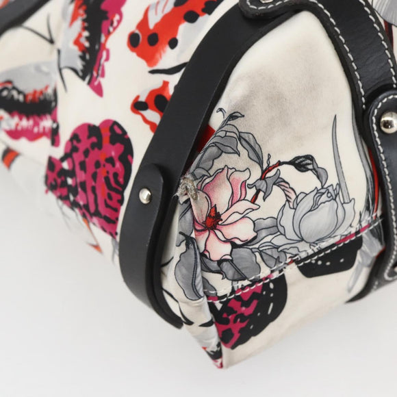 Salvatore Ferragamo Animal Pattern Tote Bag Nylon White Silver Auth yk19901