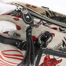 Salvatore Ferragamo Animal Pattern Tote Bag Nylon White Silver Auth yk19901-9