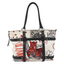 Salvatore Ferragamo Animal Pattern Tote Bag Nylon White Silver Auth yk19901-13
