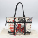 Salvatore Ferragamo Animal Pattern Tote Bag Nylon White Silver Auth yk19901-12
