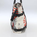 Salvatore Ferragamo Animal Pattern Tote Bag Nylon White Silver Auth yk19901-3