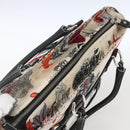 Salvatore Ferragamo Animal Pattern Tote Bag Nylon White Silver Auth yk19901-6