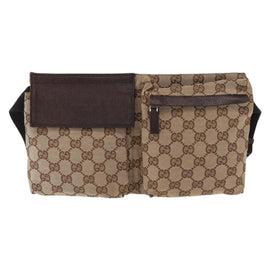 GUCCI GG Canvas Waist Bag Beige Silver 28566 Auth yk19905 - 0