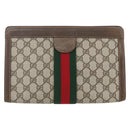 GUCCI GG Supreme Web Sherry Line Clutch Bag PVC Beige Red 89 01 002 Auth yk19915-2