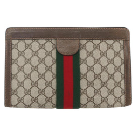 GUCCI GG Supreme Web Sherry Line Clutch Bag PVC Beige Red 89 01 002 Auth yk19915 - 0