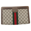 GUCCI GG Supreme Web Sherry Line Clutch Bag PVC Beige Red 89 01 002 Auth yk19915-3