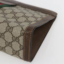 GUCCI GG Supreme Web Sherry Line Clutch Bag PVC Beige Red 89 01 002 Auth yk19915-8