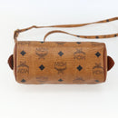 MCM Vicetos Logogram Mini Bag PVC Leather 2way Dark Brown Gold Auth yk19916-11