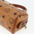 MCM Vicetos Logogram Mini Bag PVC Leather 2way Dark Brown Gold Auth yk19916-14