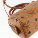 MCM Vicetos Logogram Mini Bag PVC Leather 2way Dark Brown Gold Auth yk19916-15