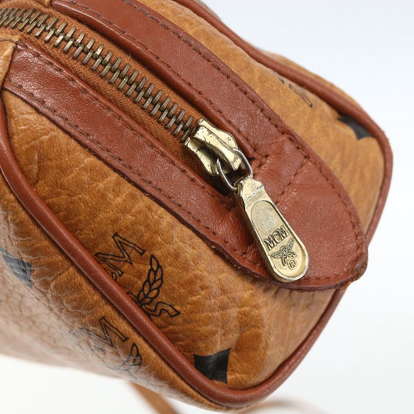 MCM Vicetos Logogram Mini Bag PVC Leather 2way Dark Brown Gold Auth yk19916