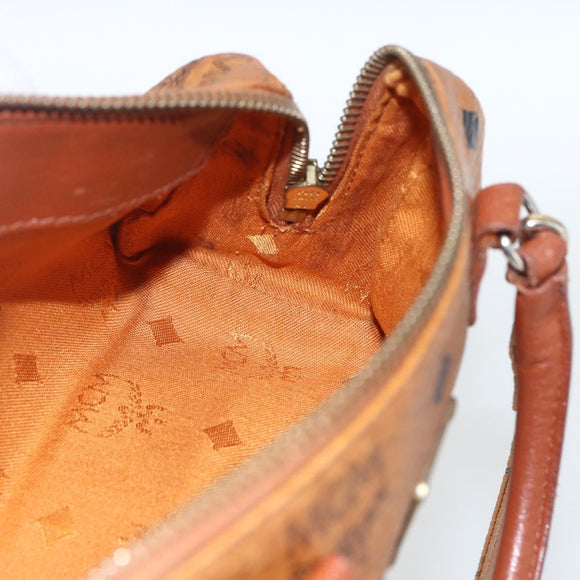 MCM Vicetos Logogram Mini Bag PVC Leather 2way Dark Brown Gold Auth yk19916