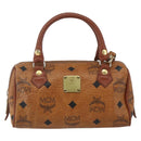 MCM Vicetos Logogram Mini Bag PVC Leather 2way Dark Brown Gold Auth yk19916-2