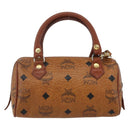 MCM Vicetos Logogram Mini Bag PVC Leather 2way Dark Brown Gold Auth yk19916-3