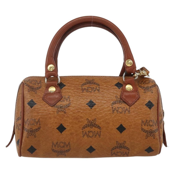 MCM Vicetos Logogram Mini Bag PVC Leather 2way Dark Brown Gold Auth yk19916
