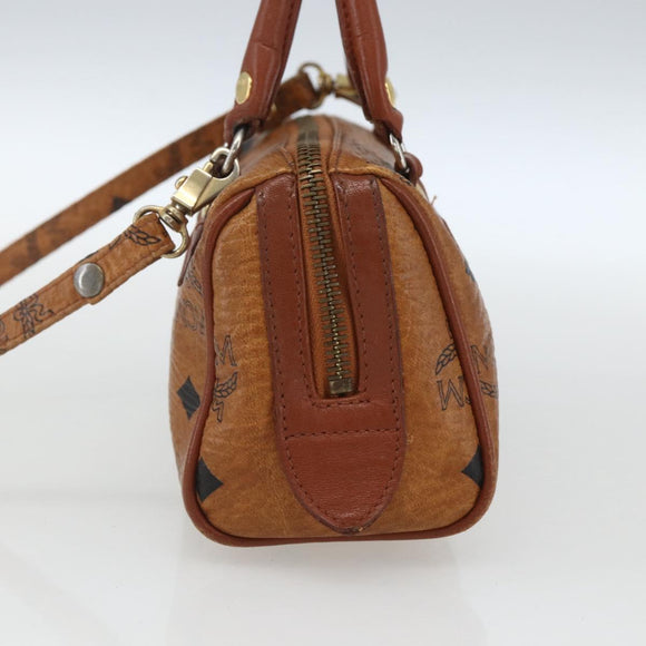 MCM Vicetos Logogram Mini Bag PVC Leather 2way Dark Brown Gold Auth yk19916