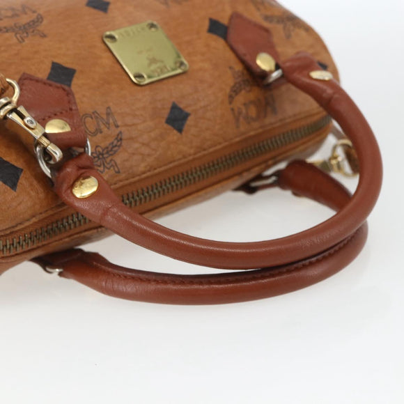 MCM Vicetos Logogram Mini Bag PVC Leather 2way Dark Brown Gold Auth yk19916