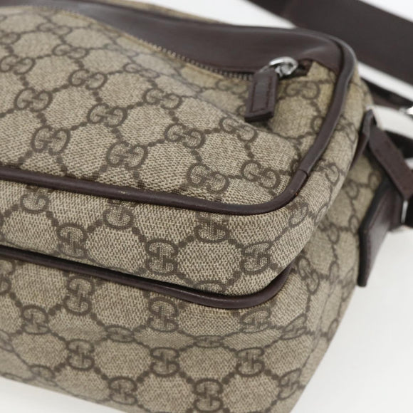 GUCCI GG Supreme Shoulder Bag PVC Leather Beige Silver 114531 Auth yk19932