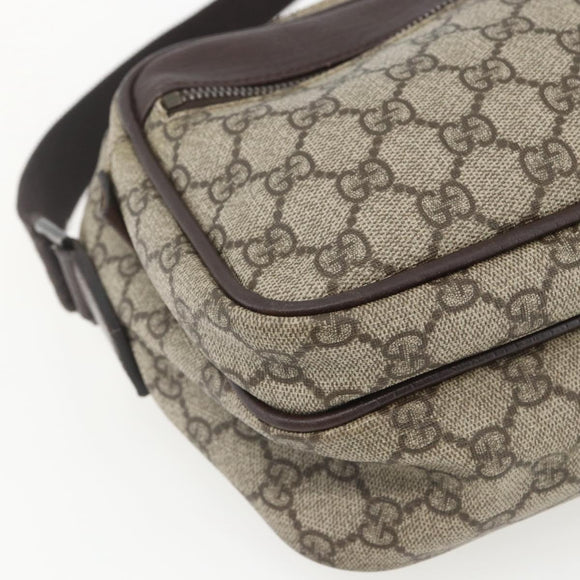 GUCCI GG Supreme Shoulder Bag PVC Leather Beige Silver 114531 Auth yk19932