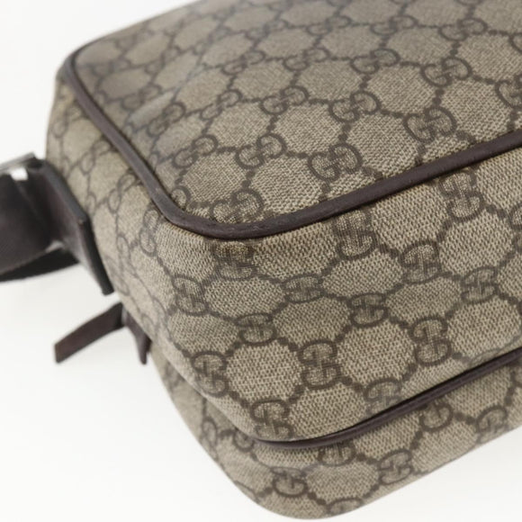 GUCCI GG Supreme Shoulder Bag PVC Leather Beige Silver 114531 Auth yk19932
