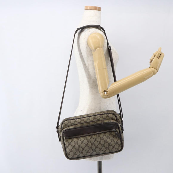 GUCCI GG Supreme Shoulder Bag PVC Leather Beige Silver 114531 Auth yk19932