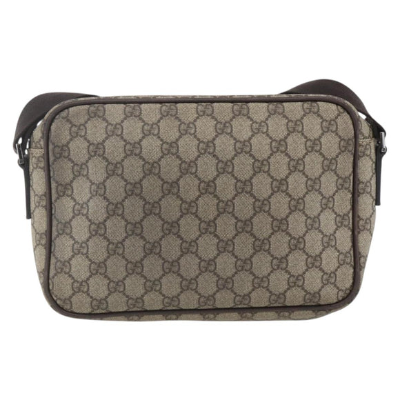 GUCCI GG Supreme Shoulder Bag PVC Leather Beige Silver 114531 Auth yk19932