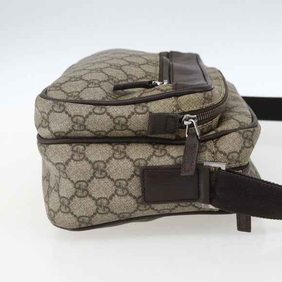 GUCCI GG Supreme Shoulder Bag PVC Leather Beige Silver 114531 Auth yk19932