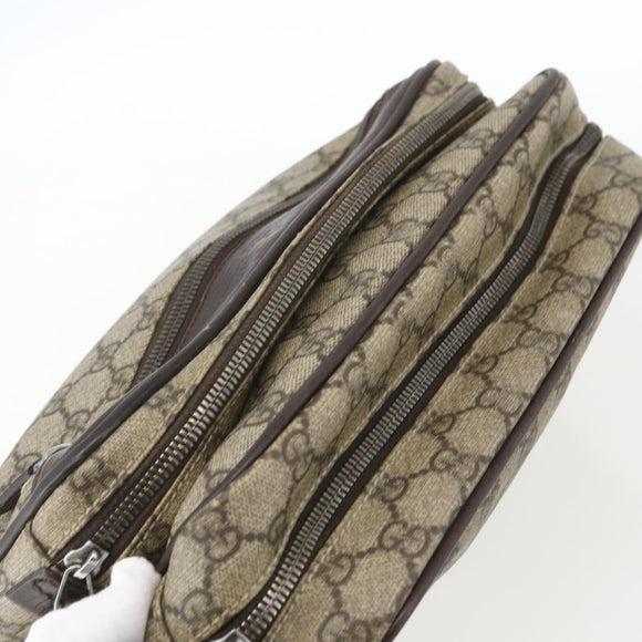 GUCCI GG Supreme Shoulder Bag PVC Leather Beige Silver 114531 Auth yk19932