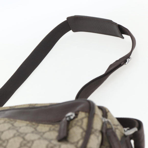 GUCCI GG Supreme Shoulder Bag PVC Leather Beige Silver 114531 Auth yk19932