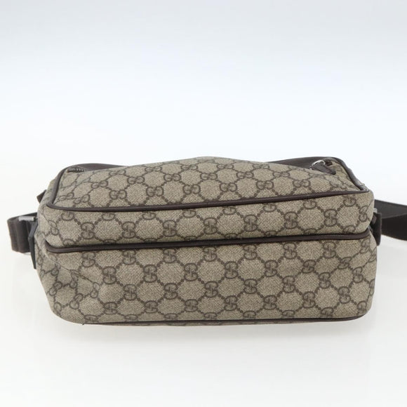 GUCCI GG Supreme Shoulder Bag PVC Leather Beige Silver 114531 Auth yk19932