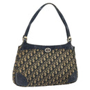 Christian Dior Trotter Canvas Shoulder Bag Navy Gold Auth yk19936-1