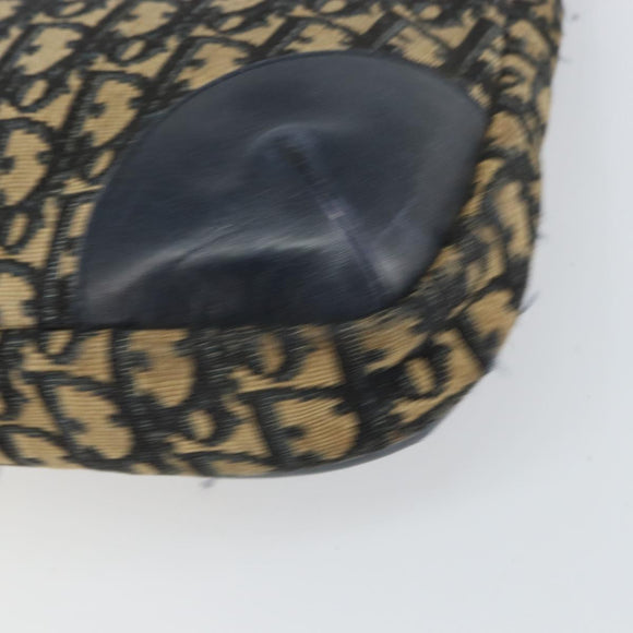 Christian Dior Trotter Canvas Shoulder Bag Navy Gold Auth yk19936