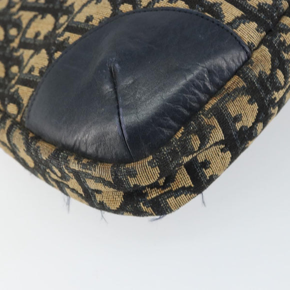 Christian Dior Trotter Canvas Shoulder Bag Navy Gold Auth yk19936