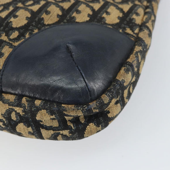 Christian Dior Trotter Canvas Shoulder Bag Navy Gold Auth yk19936