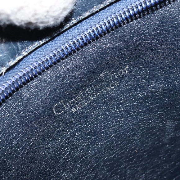 Christian Dior Trotter Canvas Shoulder Bag Navy Gold Auth yk19936