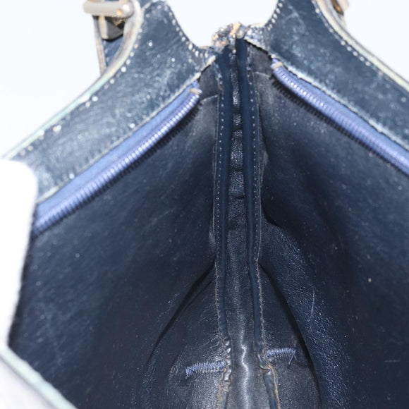 Christian Dior Trotter Canvas Shoulder Bag Navy Gold Auth yk19936