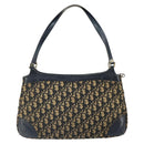 Christian Dior Trotter Canvas Shoulder Bag Navy Gold Auth yk19936-2