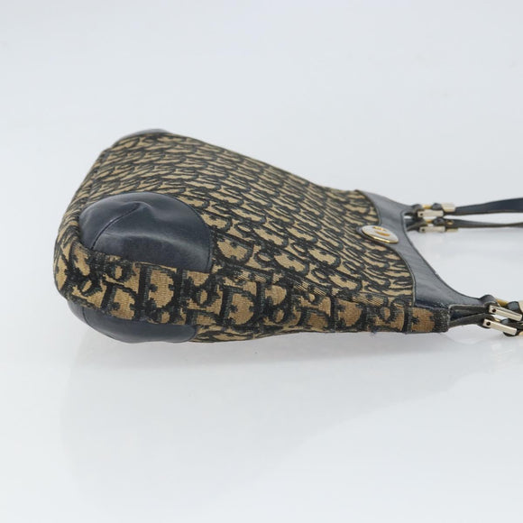 Christian Dior Trotter Canvas Shoulder Bag Navy Gold Auth yk19936